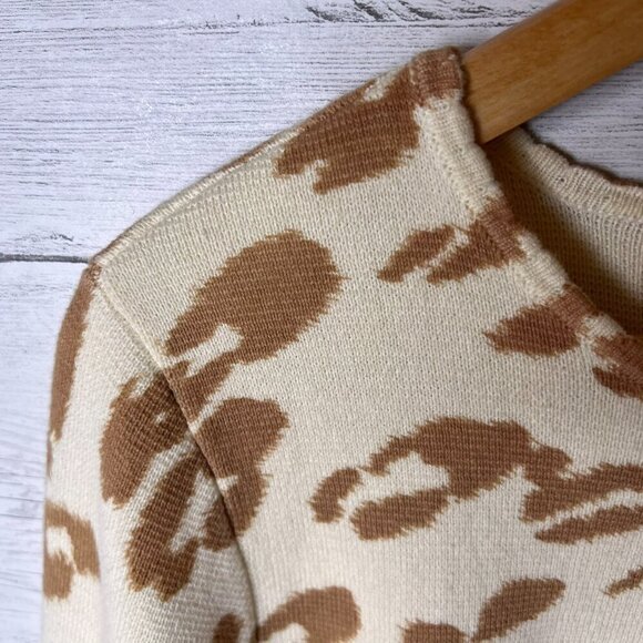Chicos Sweater Womens Size 1 Cheetah Lace Hem Charlee Cardigan 100% Cotton - Picture 9 of 16
